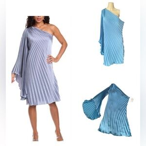 Rene Ruiz Collection pleated one-shoulder midi dress teal color Women’s size 14